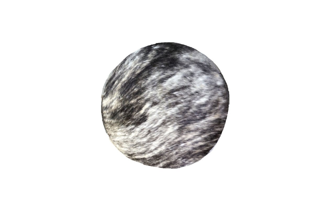 Cowhide 24" Round Patchwork Ottoman - Gray