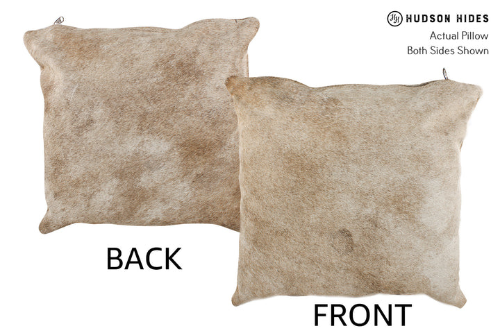 Grey with Beige 16"x16" Brazilian Cowhide Pillow #25146 by Hudson Hides