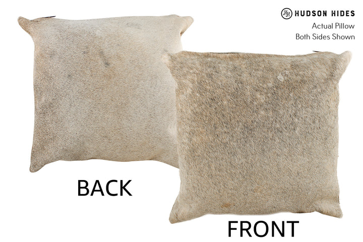 Grey with Beige 16"x16" Brazilian Cowhide Pillow #25147 by Hudson Hides