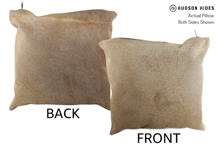 Grey with Beige 16"x16" Brazilian Cowhide Pillow #25166 by Hudson Hides
