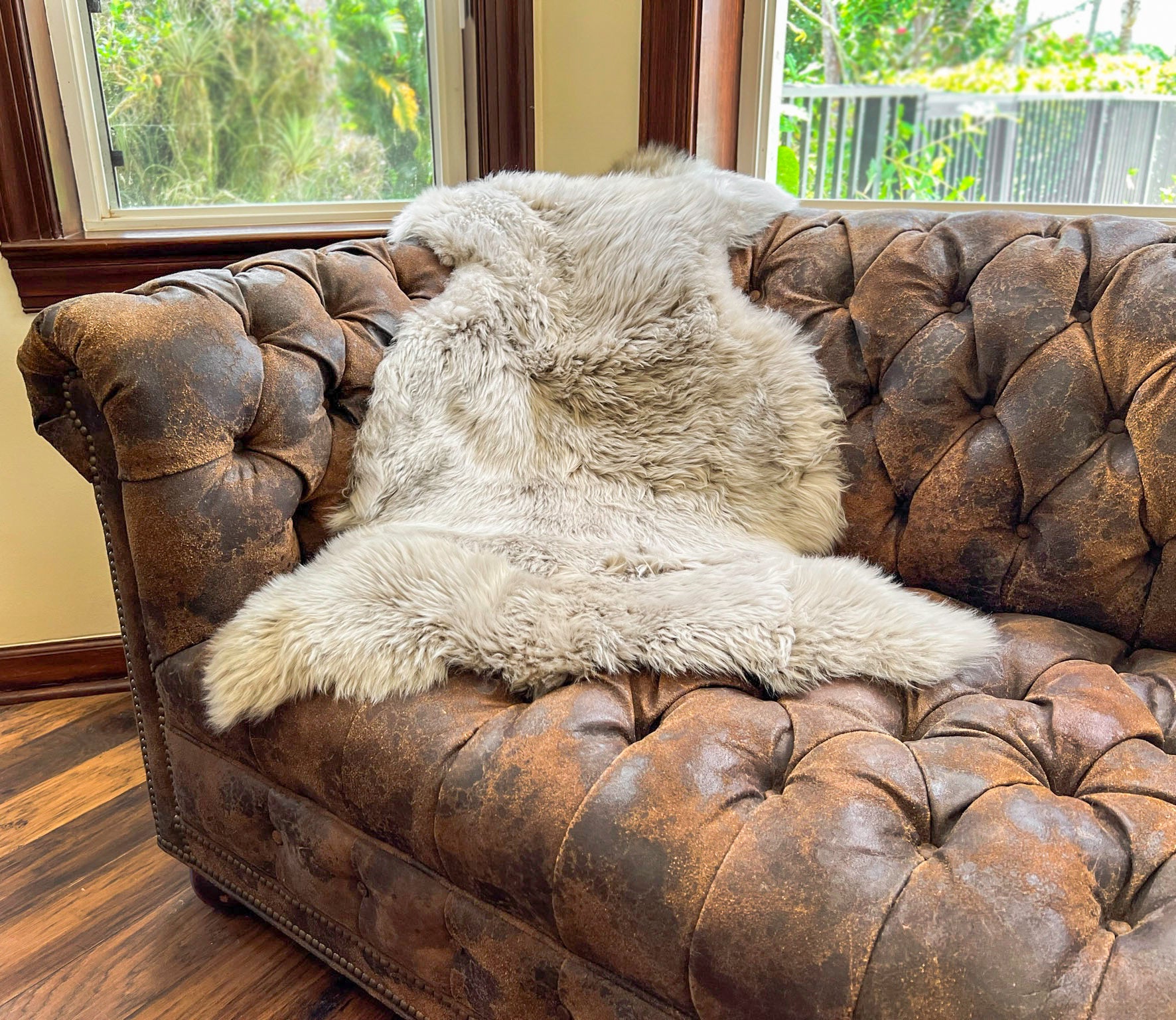 Dark Beige New Zealand Sheepskin 2' x 3' by Hudson Hides