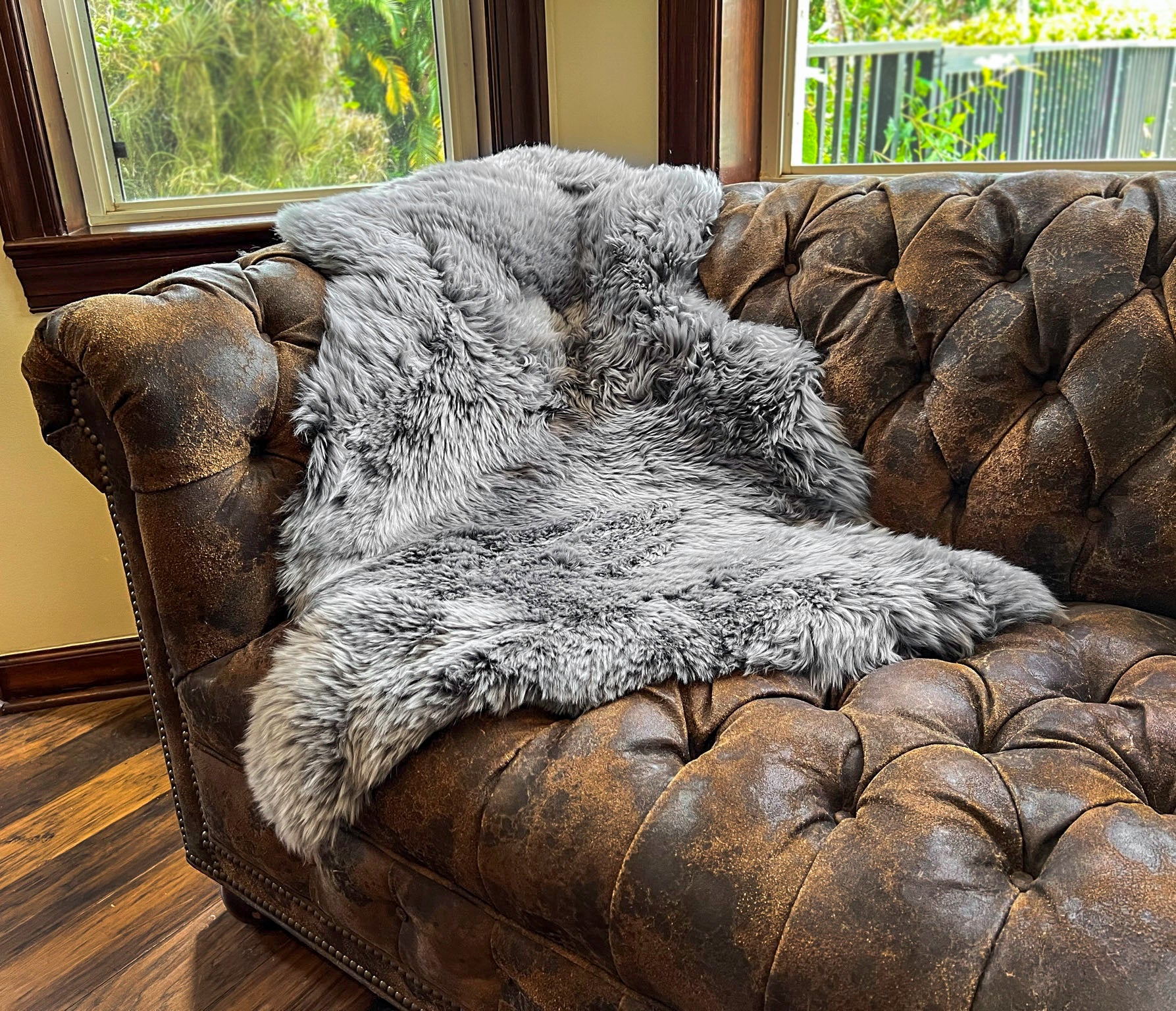 Dark Grey New Zealand Sheepskin 2' x 3' by Hudson Hides