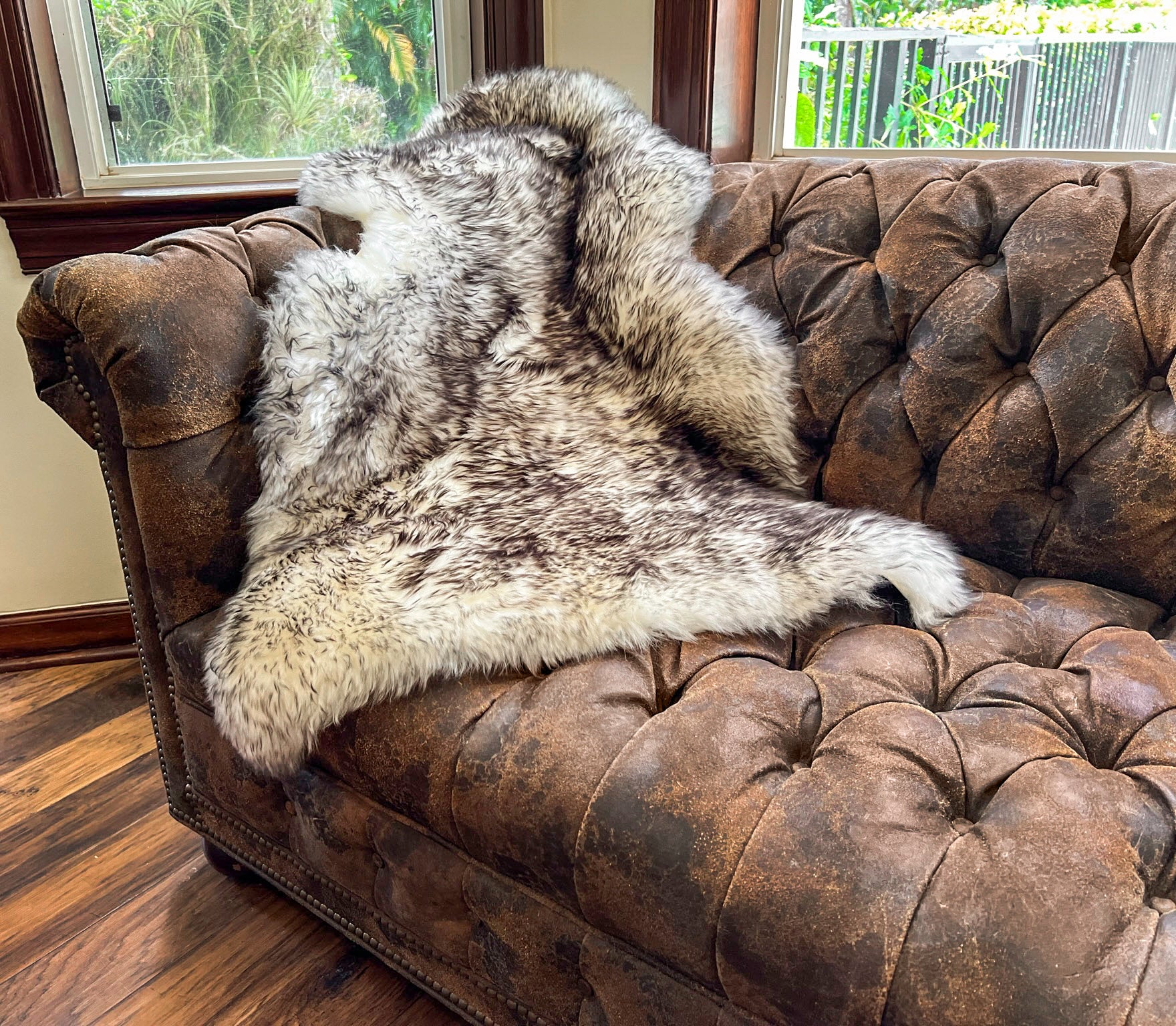 Wolf Tipped New Zealand Sheepskin 2' x 3' by Hudson Hides