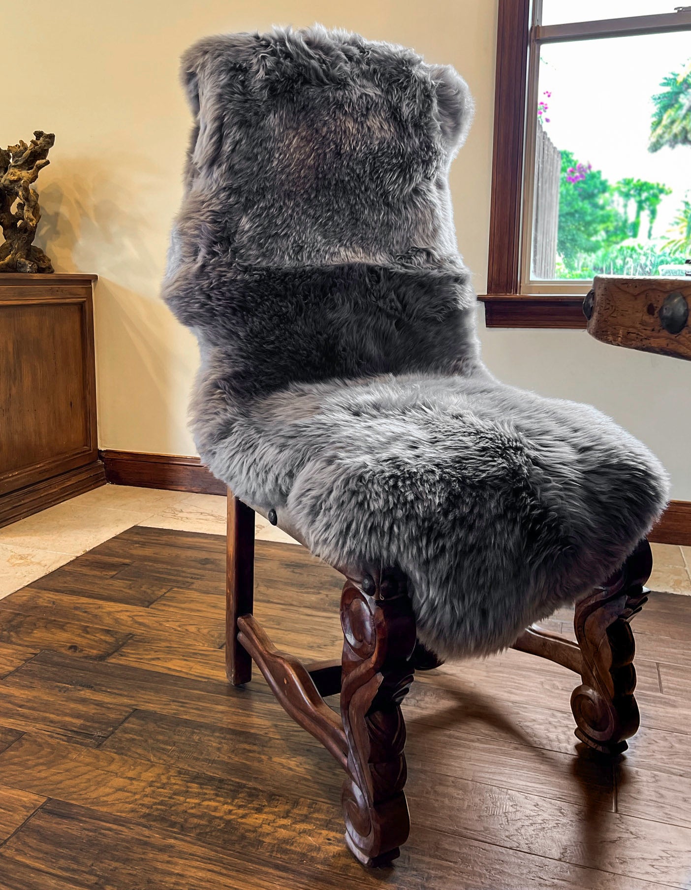 Dark Grey New Zealand Sheepskin 2-Pelt 2' x 6' by Hudson Hides