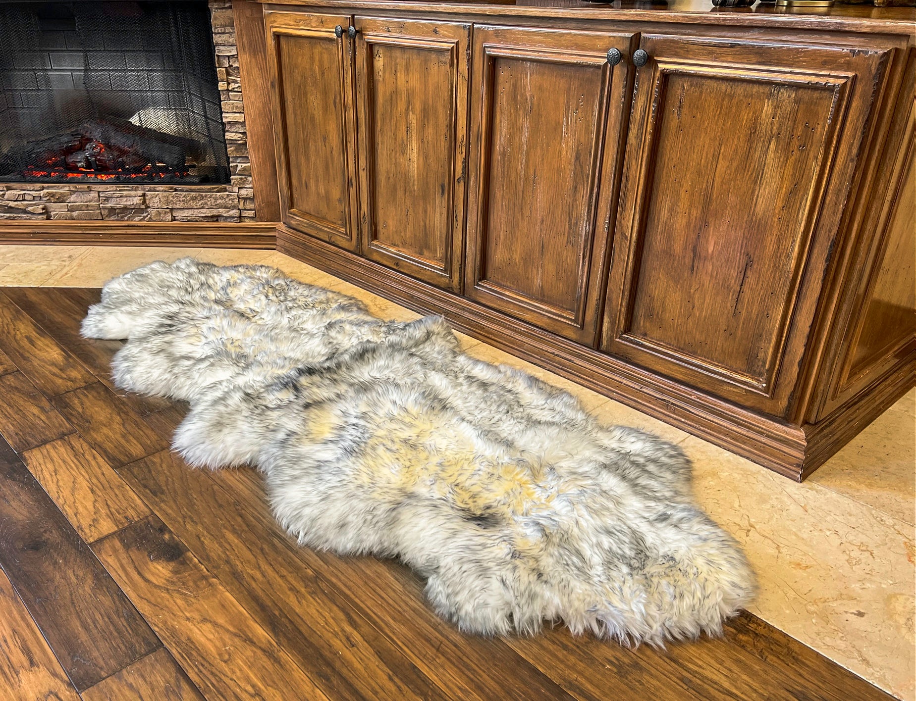 Grey Mist New Zealand Sheepskin 2-Pelt 2' x 6' by Hudson Hides
