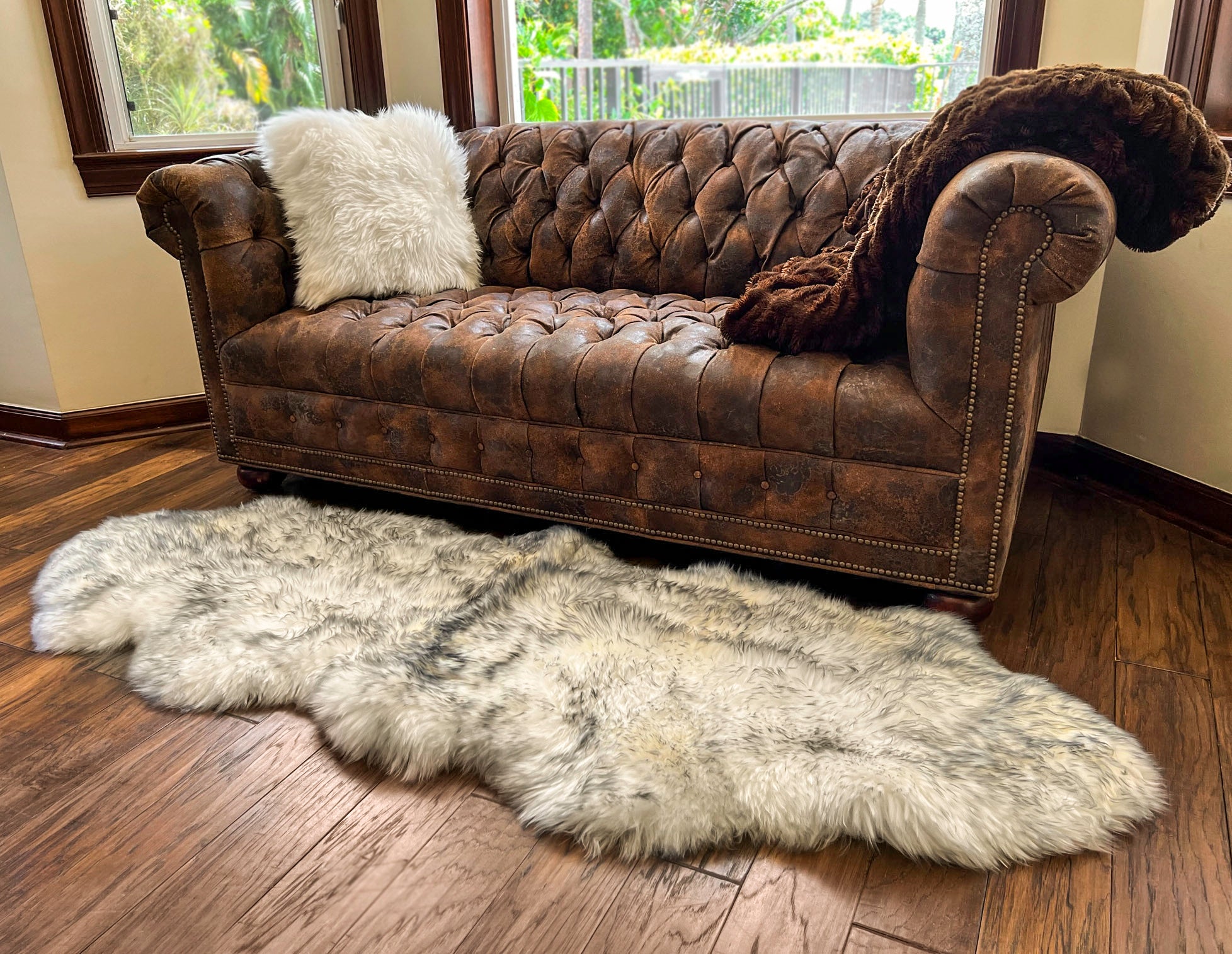 Grey Mist New Zealand Sheepskin 2-Pelt 2' x 6' by Hudson Hides