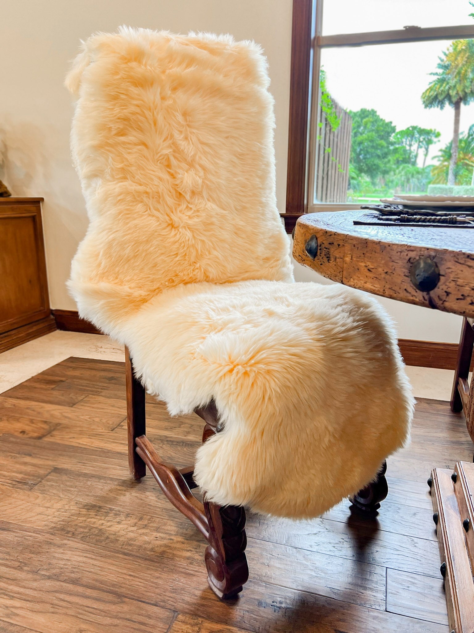 Cream New Zealand Sheepskin 2-Pelt 2' x 6' by Hudson Hides