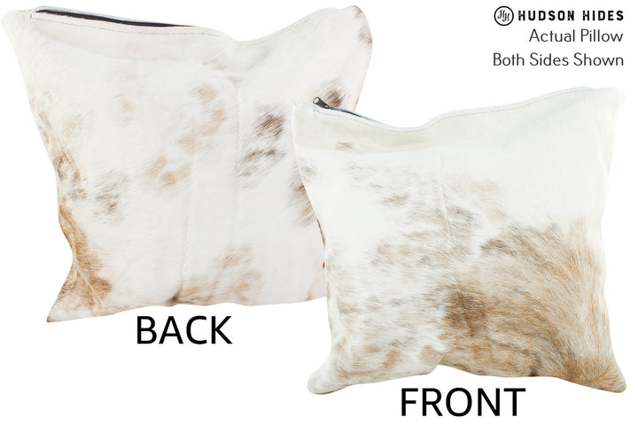 Ivory with Beige 20"x20" Brazilian Cowhide Pillow #36015 by Hudson Hides