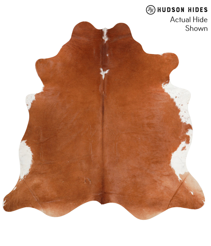 Brown and White Regular X-Large Brazilian Cowhide Rug 6'8"H x 6'10"W #38229 by Hudson Hides