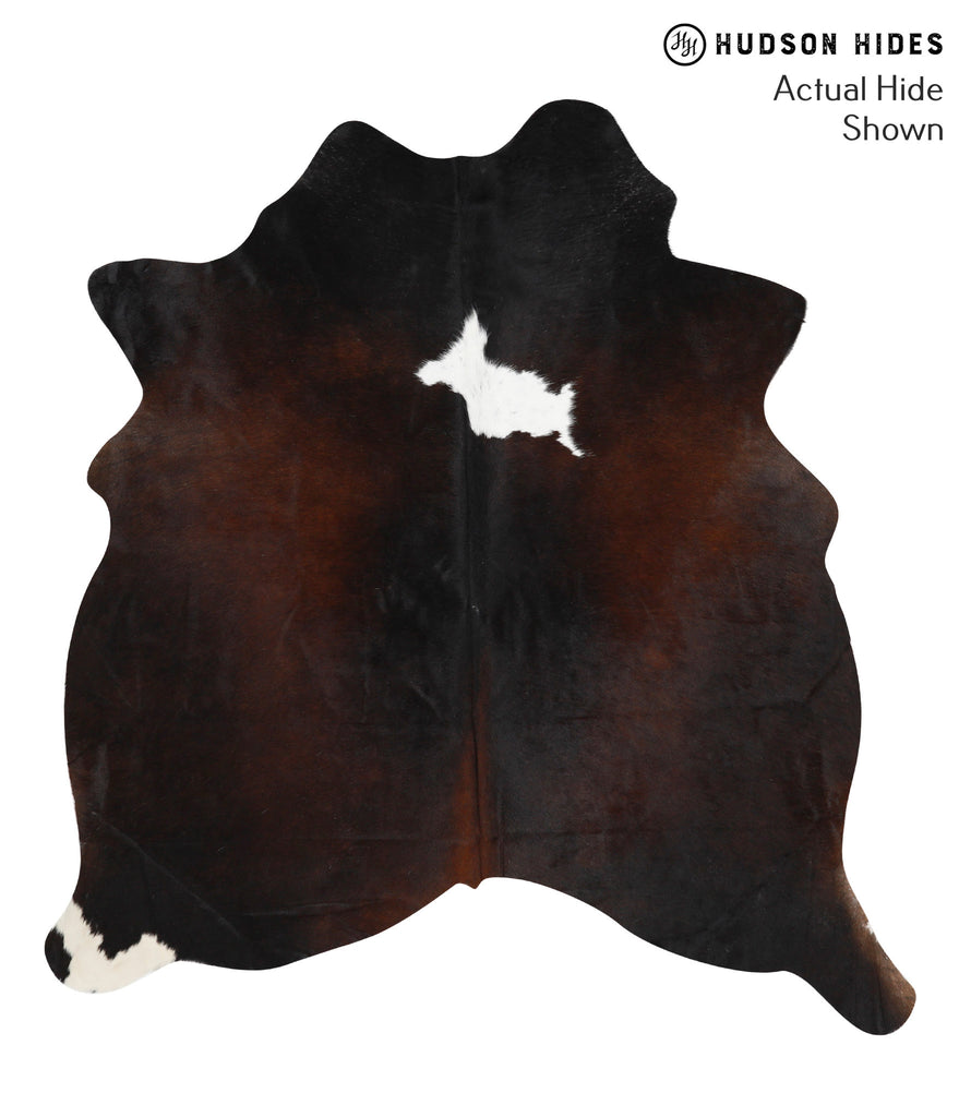 Chocolate and White Large Brazilian Cowhide Rug 6'3"H x 5'11"W #39822 by Hudson Hides