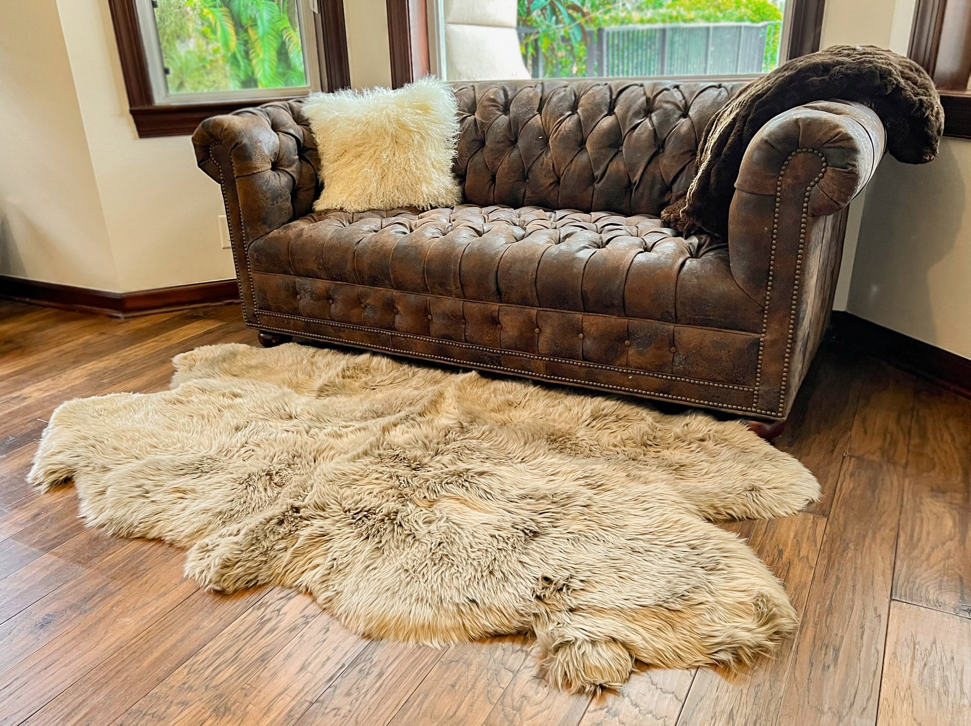 Taupe New Zealand Sheepskin 4-Pelt 4' x 6' by Hudson Hides