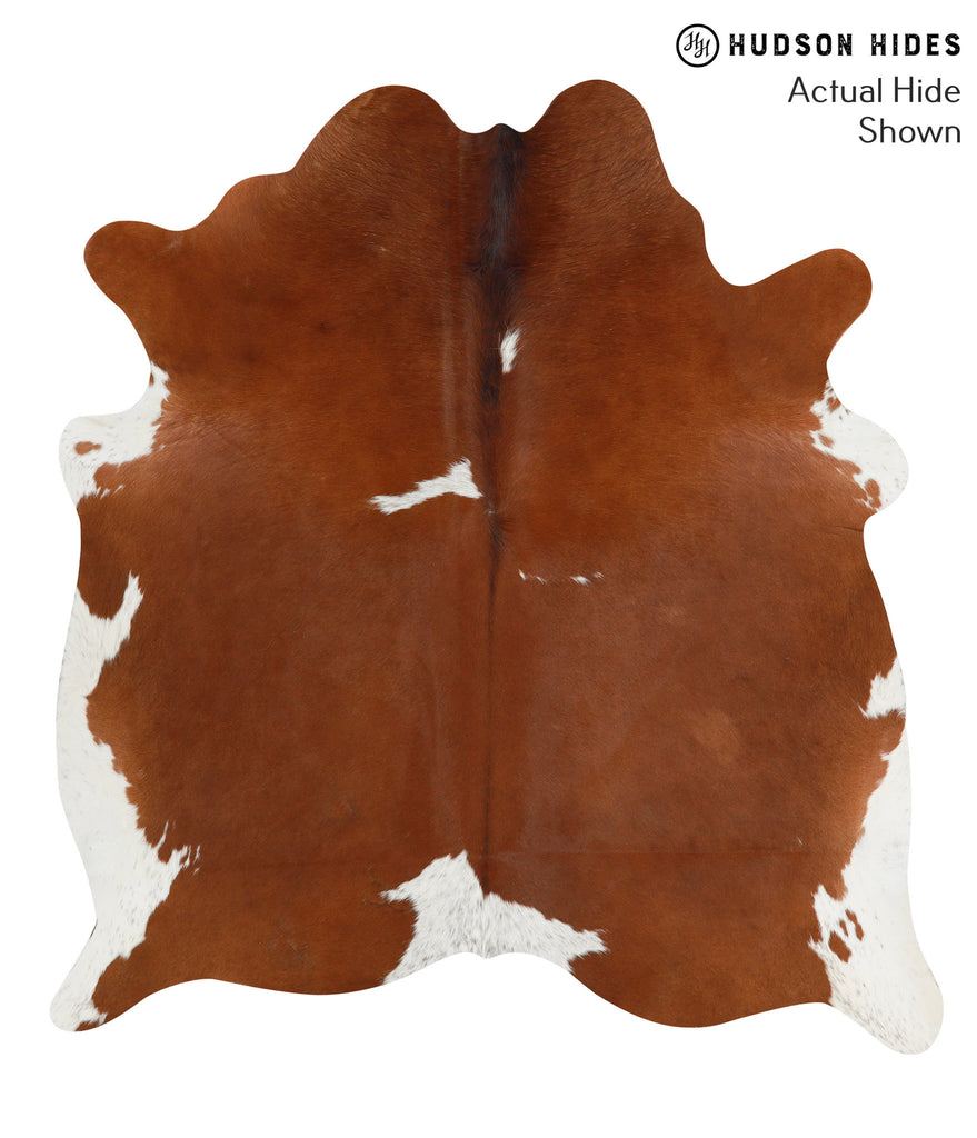 Brown and White X-Large Brazilian Cowhide Rug 6'10"H x 6'2"W #50527 by Hudson Hides
