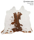 Brown and White Large Brazilian Cowhide Rug 4'8"H x 6'4"W #65376 by Hudson Hides