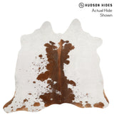 Brown and White Large Brazilian Cowhide Rug 4'8"H x 6'4"W #65376 by Hudson Hides