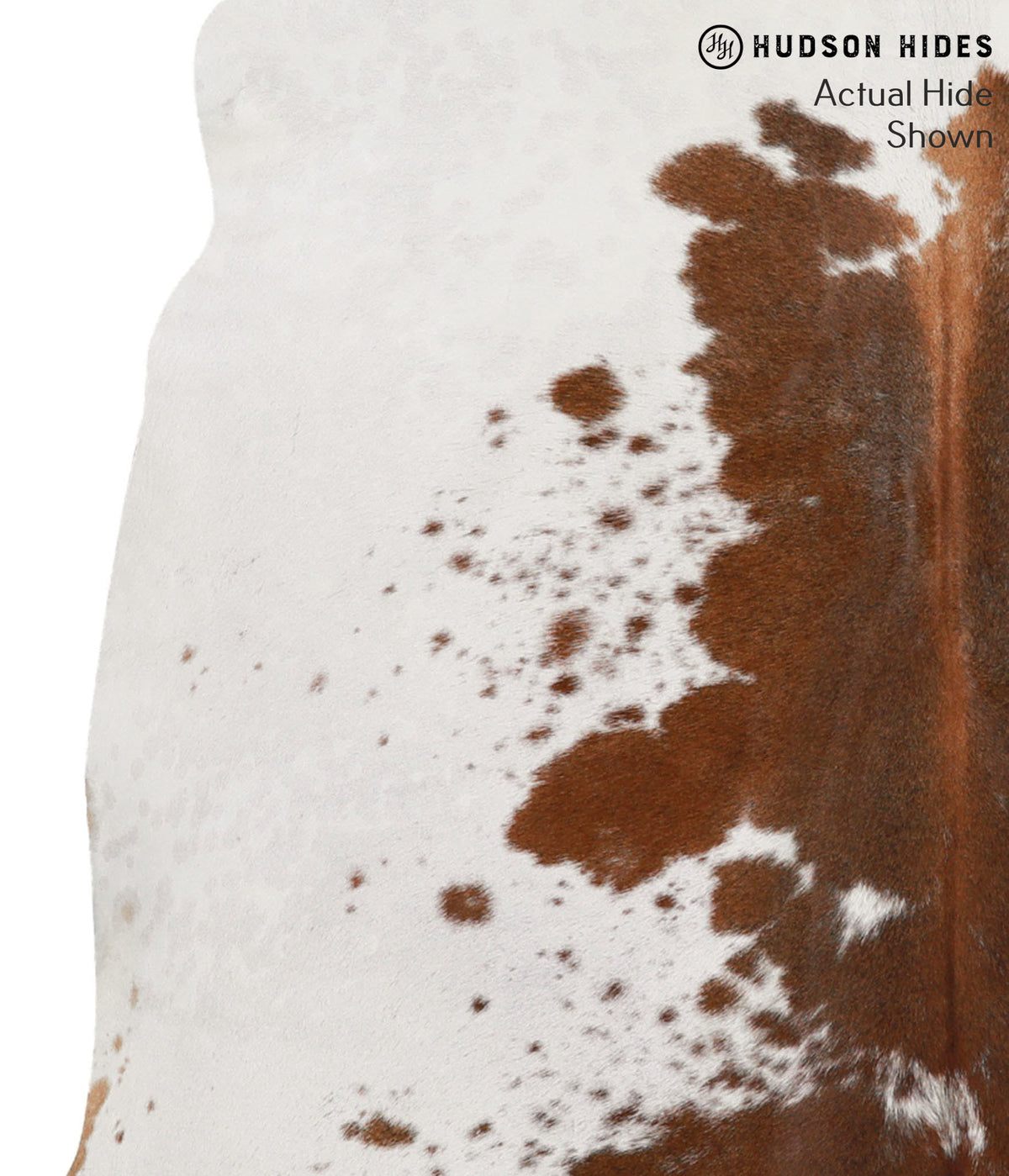 Brown and White Large Brazilian Cowhide Rug 4'8"H x 6'4"W #65376 by Hudson Hides