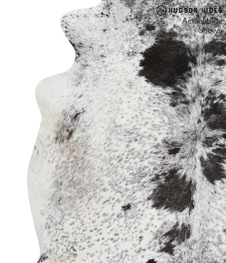 Salt and Pepper Black X-Large Brazilian Cowhide Rug 6'6"H x 6'1"W #68458 by Hudson Hides