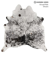 Salt and Pepper Black X-Large Brazilian Cowhide Rug 6'7"H x 6'4"W #69312 by Hudson Hides