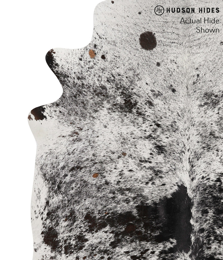 Salt and Pepper Black X-Large Brazilian Cowhide Rug 6'7"H x 6'4"W #69312 by Hudson Hides