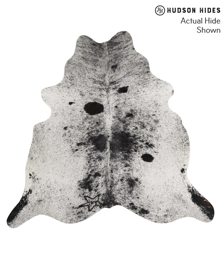 Salt and Pepper Black X-Large Brazilian Cowhide Rug 6'4"H x 6'9"W #70608 by Hudson Hides