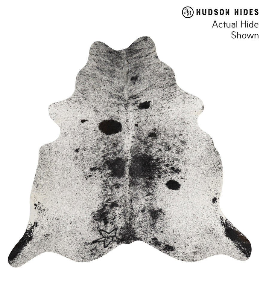 Salt and Pepper Black X-Large Brazilian Cowhide Rug 6'4"H x 6'9"W #70608 by Hudson Hides