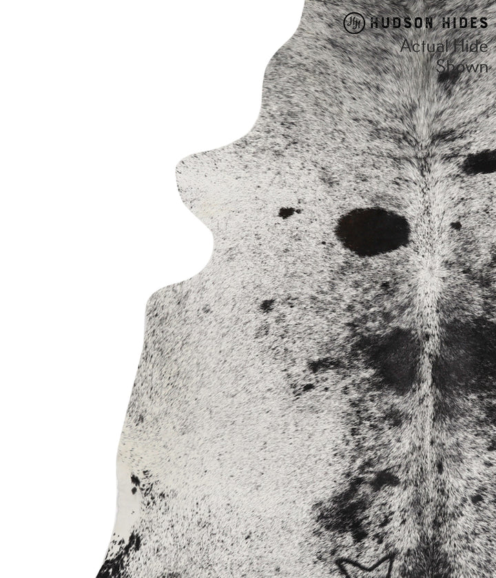 Salt and Pepper Black X-Large Brazilian Cowhide Rug 6'4"H x 6'9"W #70608 by Hudson Hides