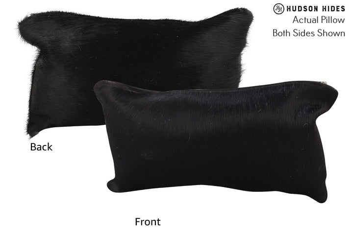 Solid Black 12"x22" Brazilian Cowhide Pillow #72514 by Hudson Hides