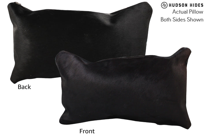 Solid Black 12"x22" Brazilian Cowhide Pillow #72523 by Hudson Hides