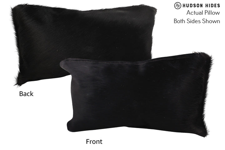Solid Black 12"x22" Brazilian Cowhide Pillow #72529 by Hudson Hides