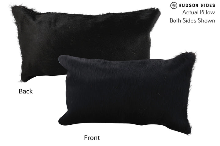 Solid Black 12"x22" Brazilian Cowhide Pillow #72539 by Hudson Hides