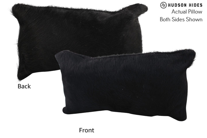 Solid Black 12"x22" Brazilian Cowhide Pillow #72540 by Hudson Hides