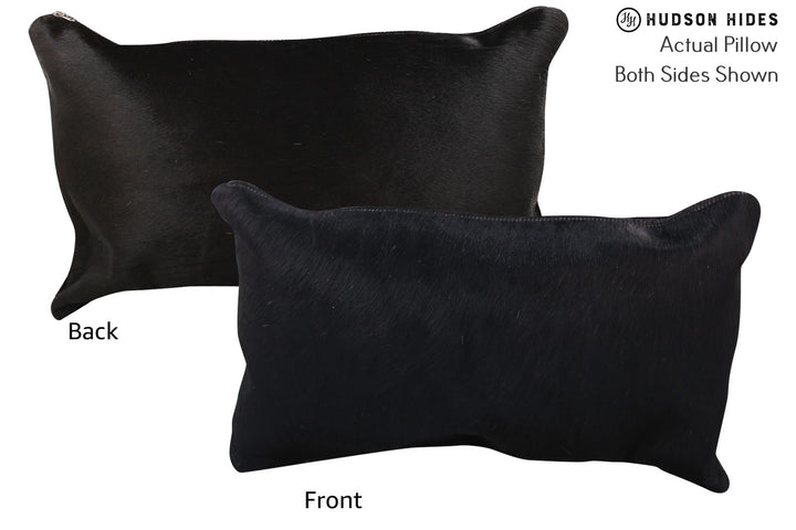 Solid Black 12"x22" Brazilian Cowhide Pillow #72557 by Hudson Hides