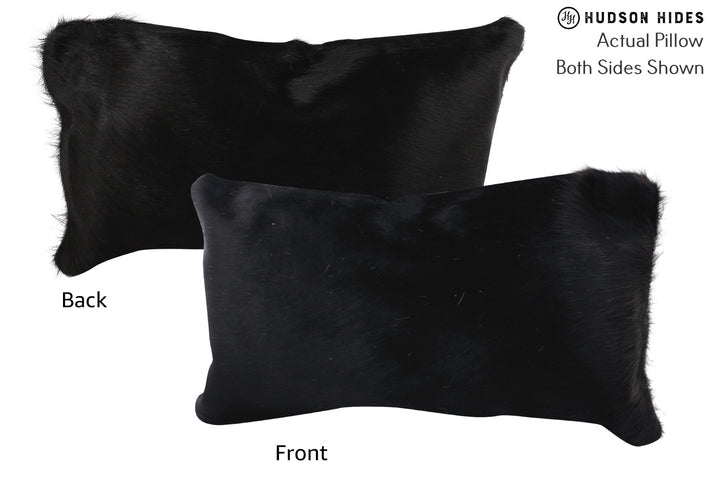 Solid Black 12"x22" Brazilian Cowhide Pillow #72558 by Hudson Hides