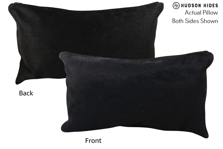 Solid Black 12"x22" Brazilian Cowhide Pillow #72571 by Hudson Hides