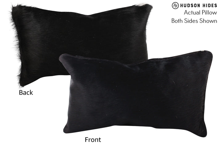 Solid Black 12"x22" Brazilian Cowhide Pillow #72578 by Hudson Hides