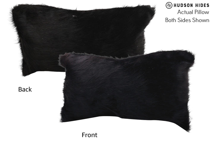 Solid Black 12"x22" Brazilian Cowhide Pillow #72580 by Hudson Hides