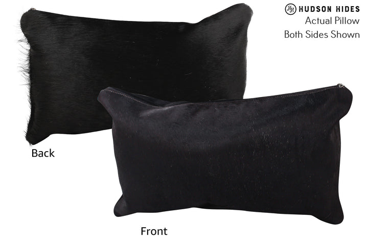 Solid Black 12"x22" Brazilian Cowhide Pillow #72581 by Hudson Hides