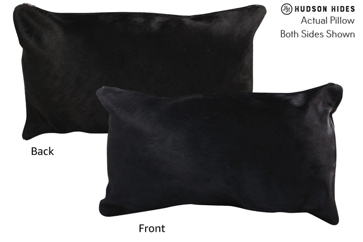 Solid Black 12"x22" Brazilian Cowhide Pillow #72582 by Hudson Hides