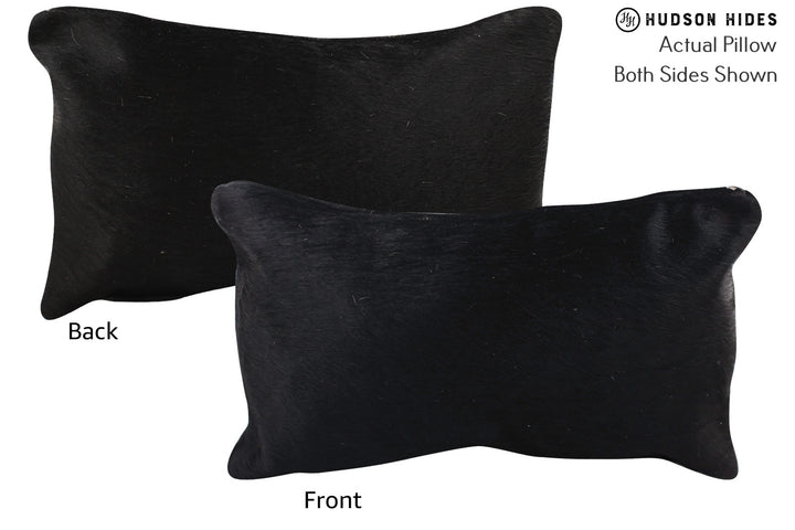 Solid Black 12"x22" Brazilian Cowhide Pillow #72591 by Hudson Hides