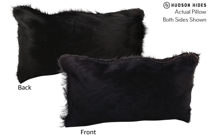 Solid Black 12"x22" Brazilian Cowhide Pillow #72593 by Hudson Hides