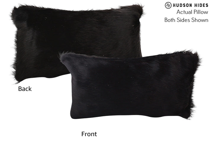 Solid Black 12"x22" Brazilian Cowhide Pillow #72598 by Hudson Hides