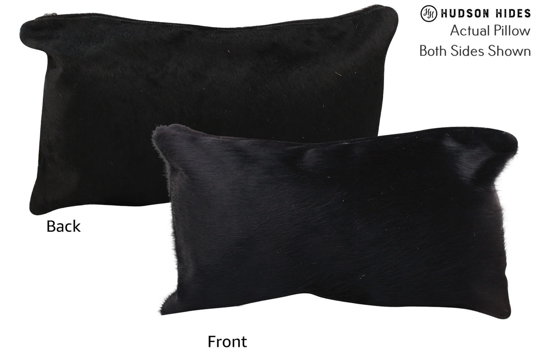 Solid Black Pillow 12"x22"#72607 by Hudson Hides