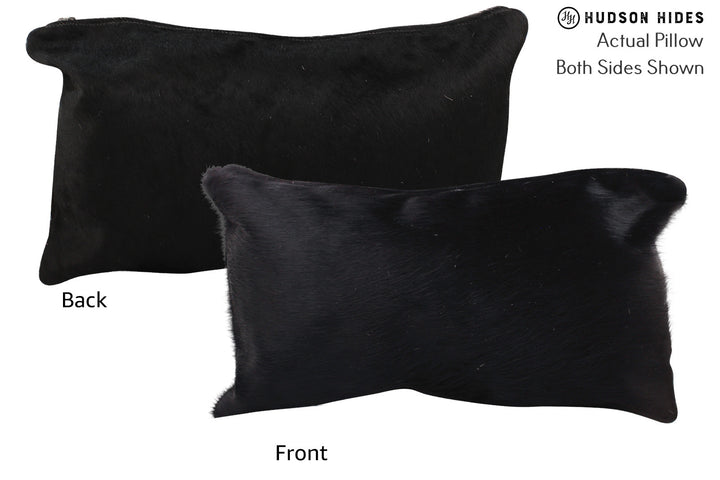 Solid Black 12"x22" Brazilian Cowhide Pillow #72607 by Hudson Hides
