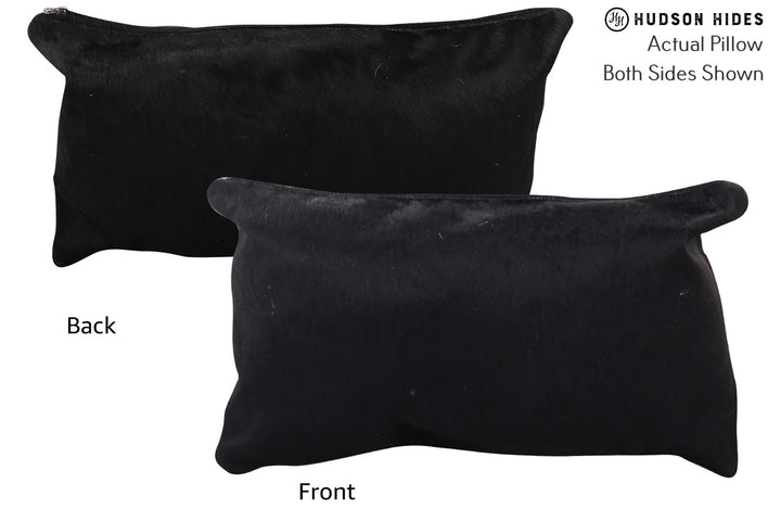 Solid Black 12"x22" Brazilian Cowhide Pillow #72608 by Hudson Hides