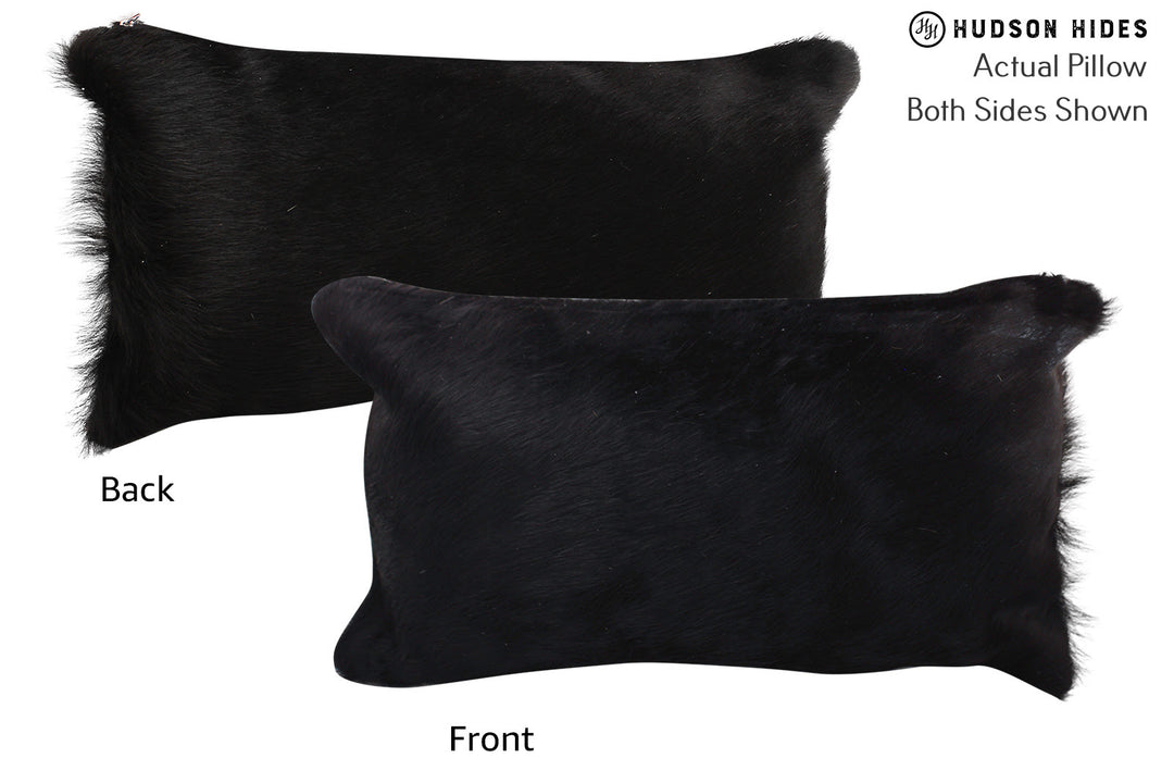 Solid Black Pillow 12"x22"#72610 by Hudson Hides