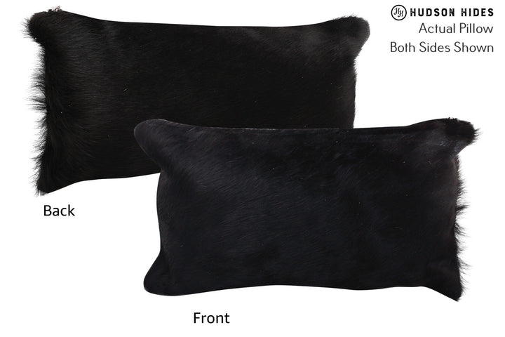 Solid Black 12"x22" Brazilian Cowhide Pillow #72610 by Hudson Hides