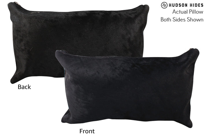 Solid Black 12"x22" Brazilian Cowhide Pillow #72611 by Hudson Hides