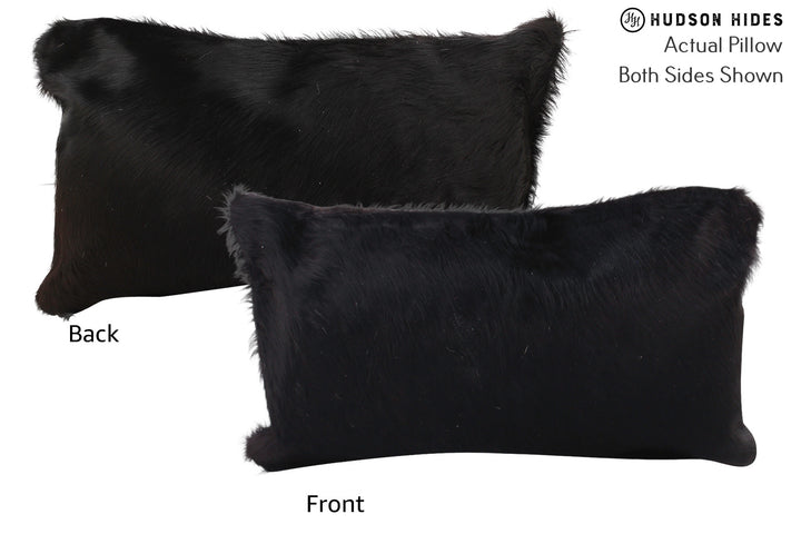Solid Black 12"x22" Brazilian Cowhide Pillow #72619 by Hudson Hides