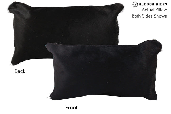 Solid Black 12"x22" Brazilian Cowhide Pillow #72621 by Hudson Hides