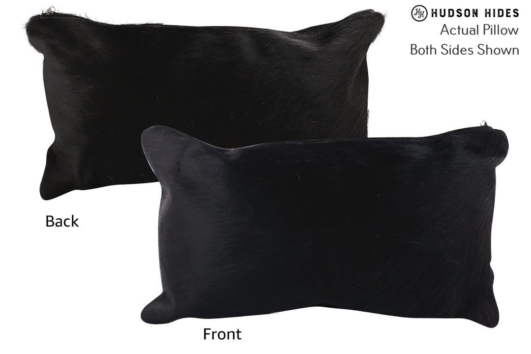 Solid Black Pillow 12"x22"#72625 by Hudson Hides