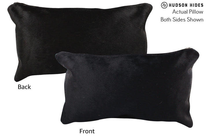Solid Black 12"x22" Brazilian Cowhide Pillow #72627 by Hudson Hides